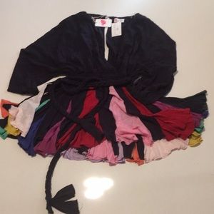 Short flirty dress open neckline and back